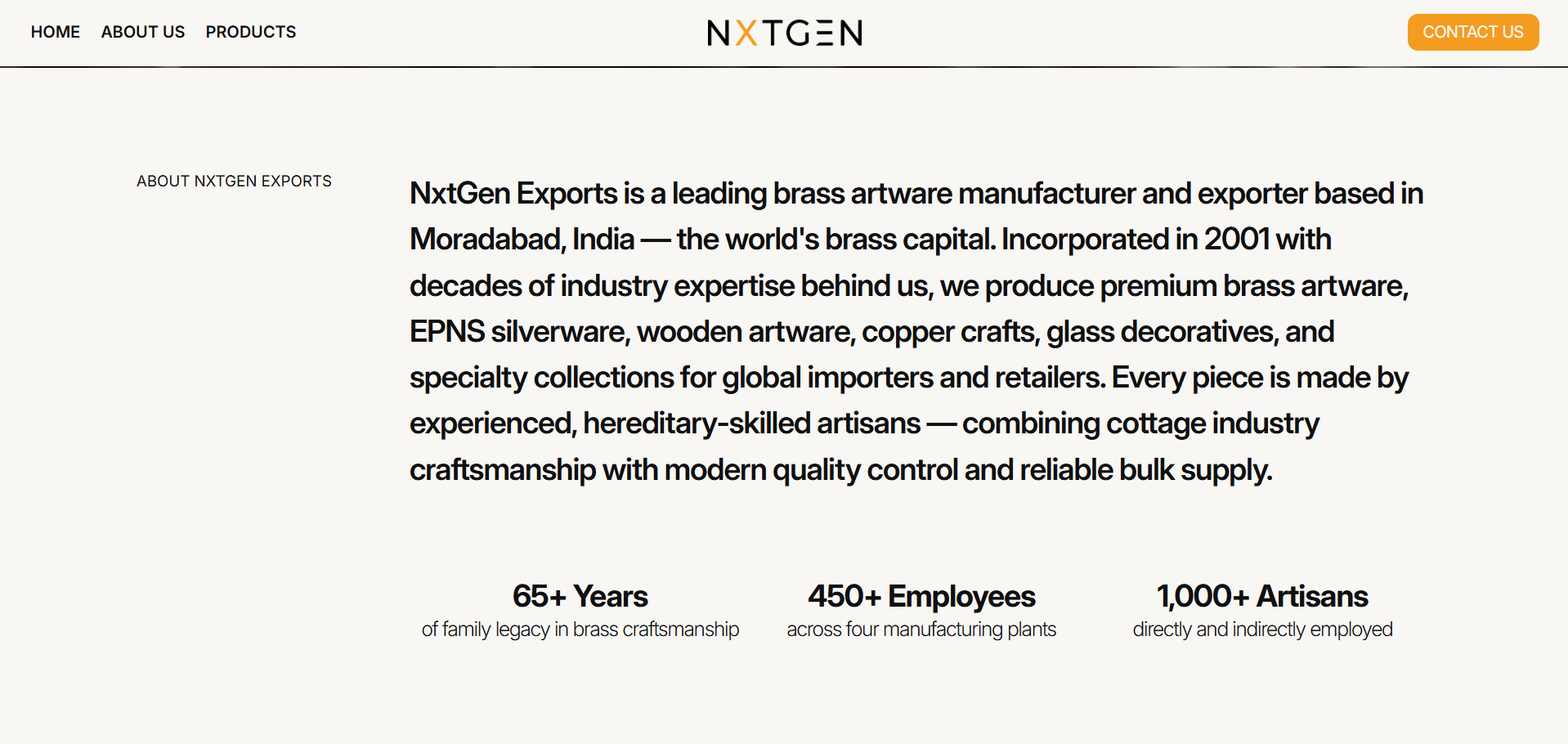 NxtGen Exports product catalogue page
