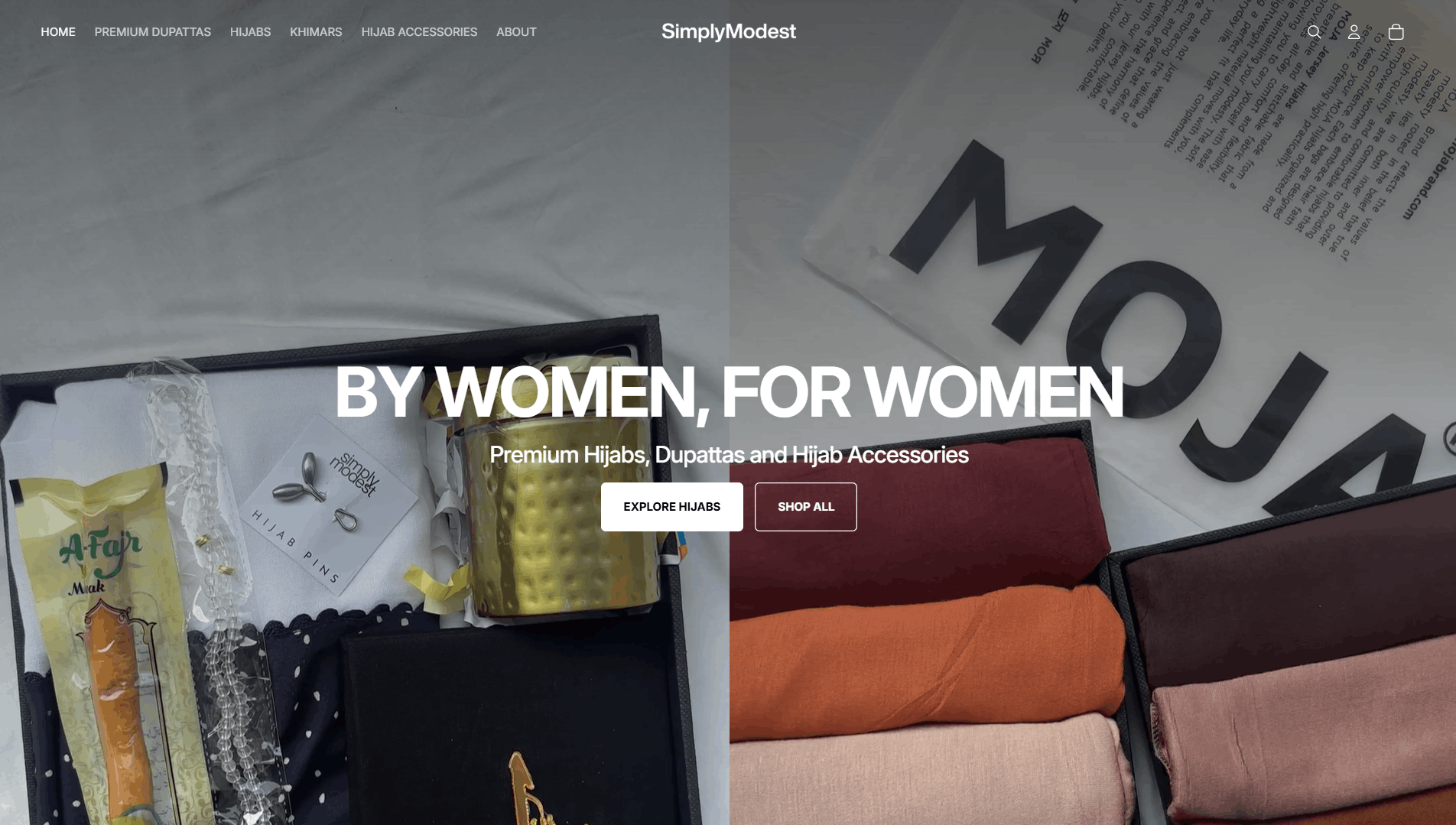 Simply Modest Shopify homepage design by TechAmber